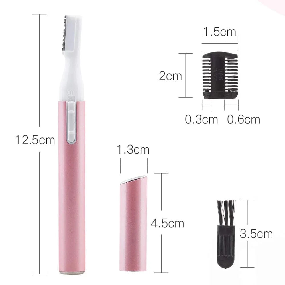 Electric Eyebrow Trimmer and Facial Hair Remover for Women - Battery Operated Mini Shaver with Comb for Face, Neck, Lips, Body, Arms, and Legs