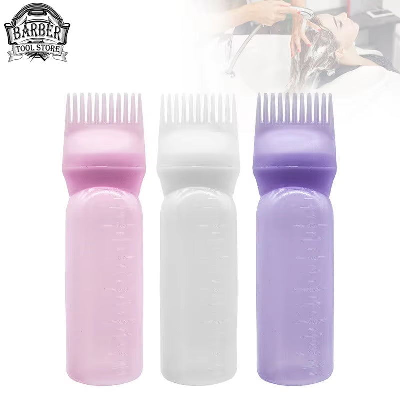 Professional Hair Oil Applicator Bottle with Comb - 3 Color Options for Salon Hair Dyeing and Coloring Supplies