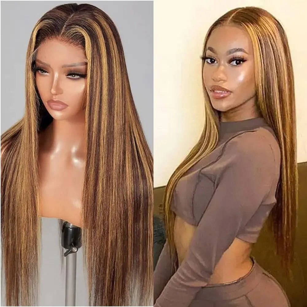 Tuneful Honey Blonde 13X6 HD Transparent Lace Front Wig Human Hair Pre Plucked Honey Blonde Wig Human Hair 180% Density Lace Frontal Wigs Colored 27# Summervibes