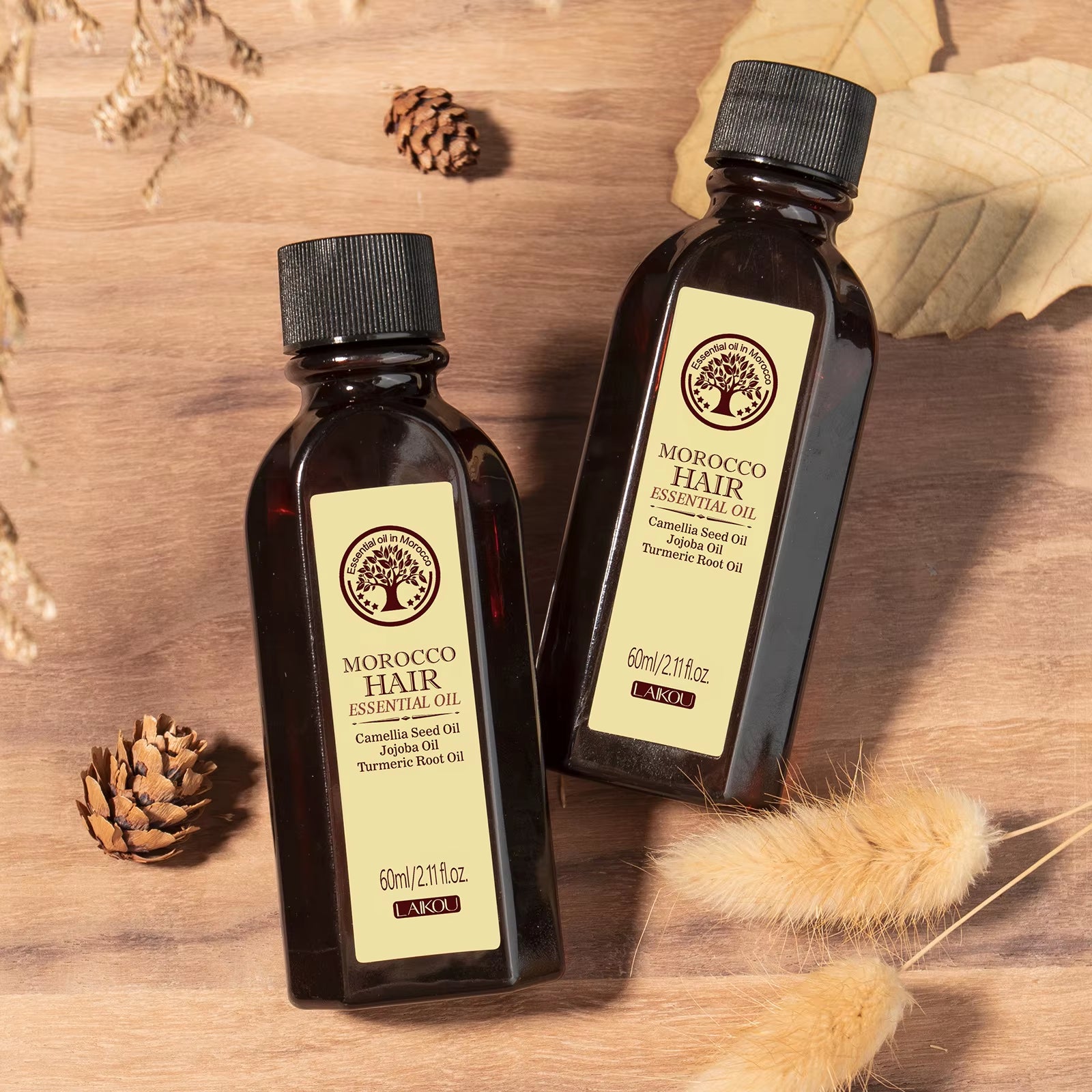 Moroccan Argan Oil Hair Essential Oil 60ml - Nourishing and Smoothing Treatment for All Hair Types, Repairs Damaged Hair and Reduces Frizz