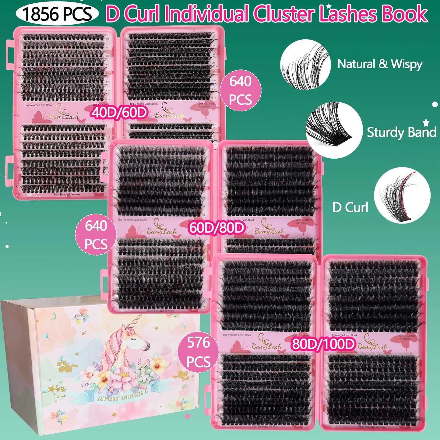 Lash Clusters Kit 10-18Mm D Curl, Natural Volume Thick Individual Eyelashes, Includes Bond & Seal Remover Applicator,Perfect for Beginners, DIY at Home Lash Extension for Everyday Use and Make Up,Gift for Family and Friend, DIY Eyelash Extensions