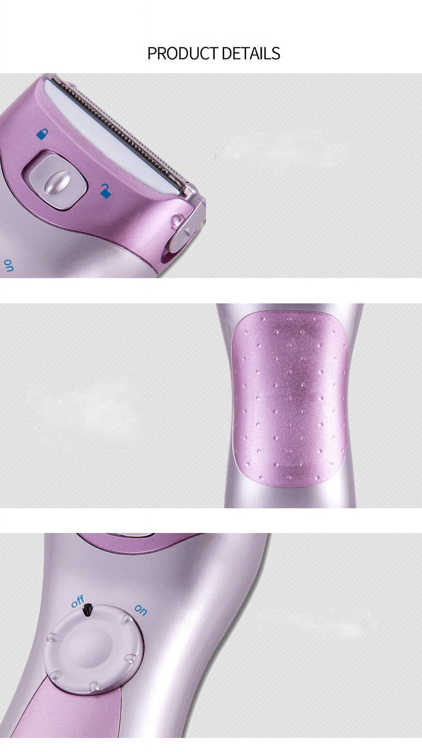 Electric Razor for Women - Wet & Dry Bikini Shaver, Painless Facial and Body Hair Remover, Portable Waterproof Trimmer for Legs and Underarms