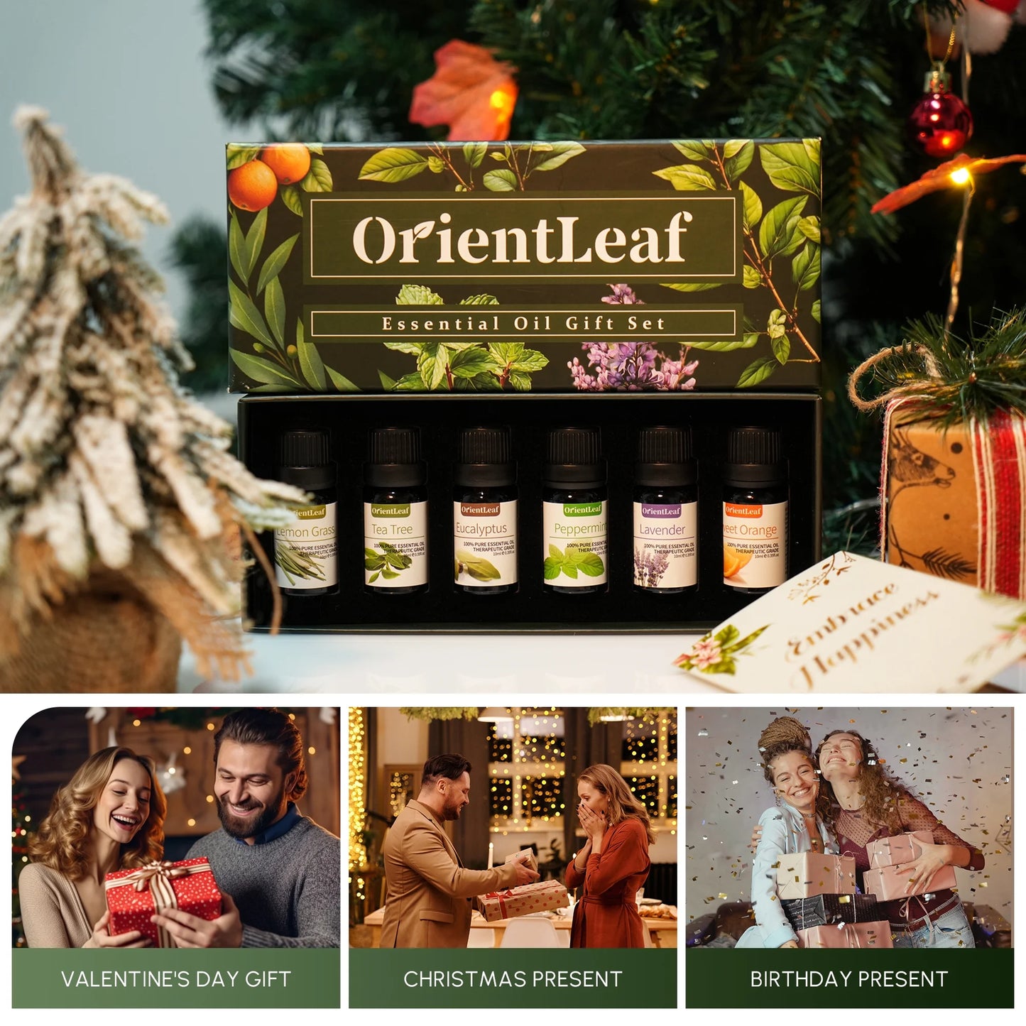 Premium Essential Oil Collection - 100% Pure Oils for Diffusers, Aromatherapy, Sleep, Massage, and DIY Projects - Thoughtful Gift Set for Women with Greeting Card