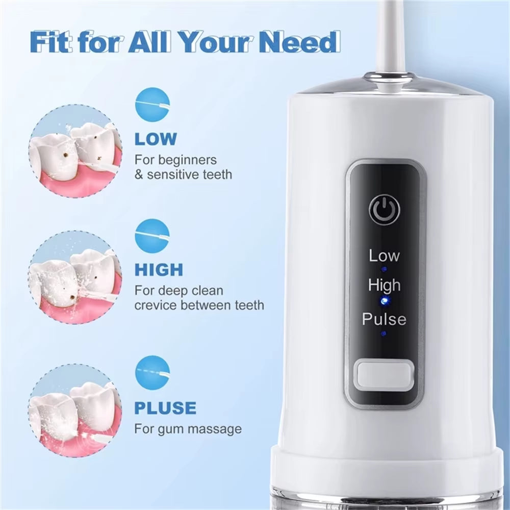 Youpin Portable Electric Oral Irrigator with Detachable Water Flosser, Waterproof Dental Water Jet, Includes 4 Nozzles