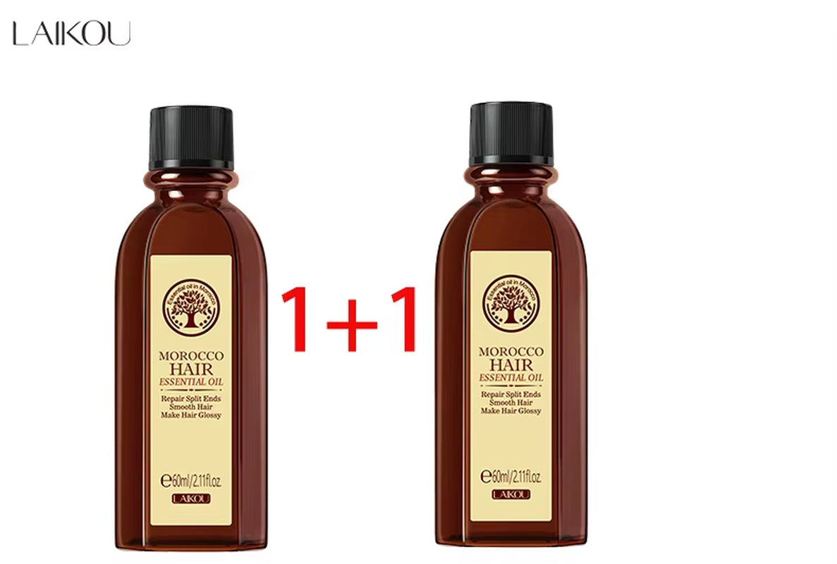 Moroccan Argan Oil Hair Essential Oil 60ml - Nourishing and Smoothing Treatment for All Hair Types, Repairs Damaged Hair and Reduces Frizz