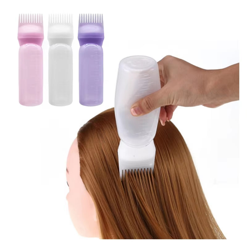 Professional Hair Oil Applicator Bottle with Comb - 3 Color Options for Salon Hair Dyeing and Coloring Supplies