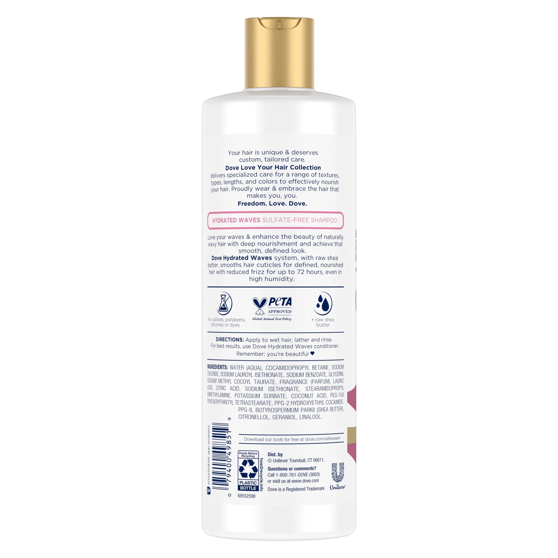 Love Your Waves Moisturizing Sulfate-Free Shampoo for Wavy Hair with Raw Shea Butter for Definition and 72-Hour Frizz Protection, 13.5 Fl Oz