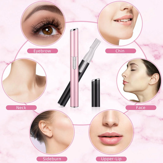 Electric Eyebrow Trimmer and Facial Hair Remover for Women - Battery Operated Mini Shaver with Comb for Face, Neck, Lips, Body, Arms, and Legs