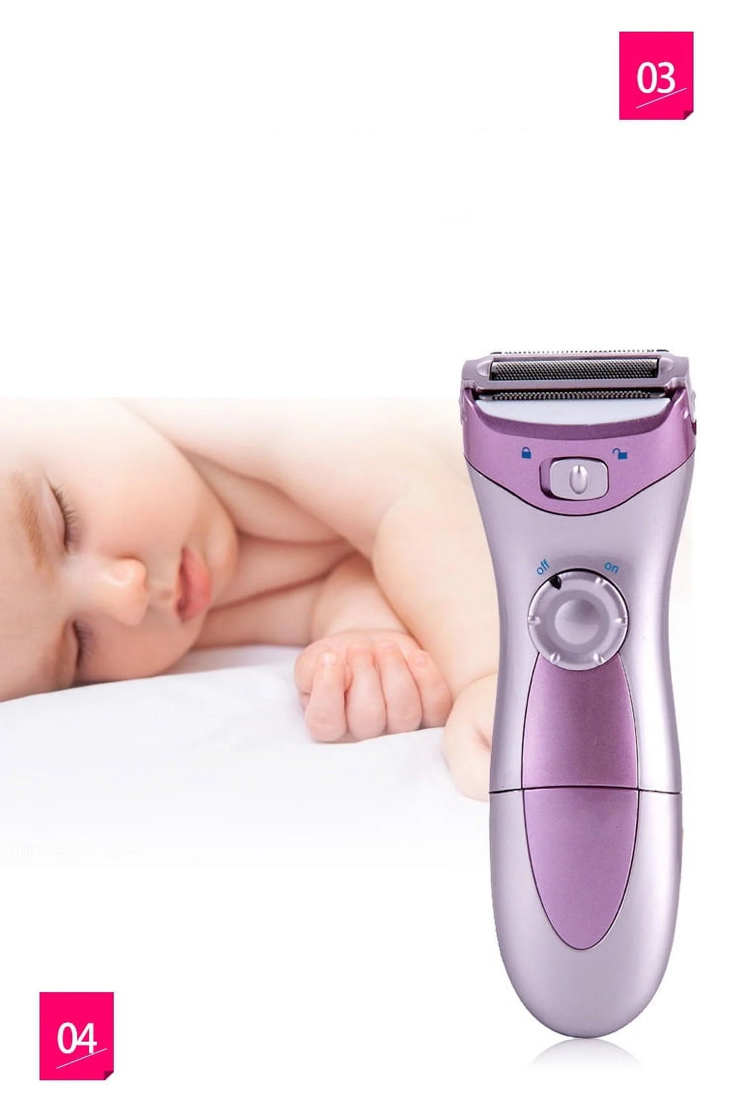 Electric Razor for Women - Wet & Dry Bikini Shaver, Painless Facial and Body Hair Remover, Portable Waterproof Trimmer for Legs and Underarms