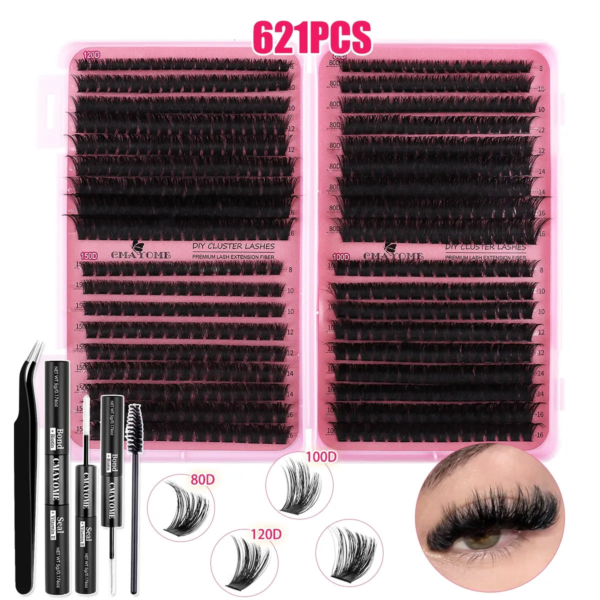 Slender and Soft False Eyelashes, DIY Volume Eyelashes, Multi-Functional Eyelash Book 60D–150D with Mixed Natural Thick Eyelash Clusters Extensions (8Mm–16Mm), D Curl Lashes for Daily Makeup, Charming Eyes, Beginner-Friendly Reusable #GLOBAL PICKS
