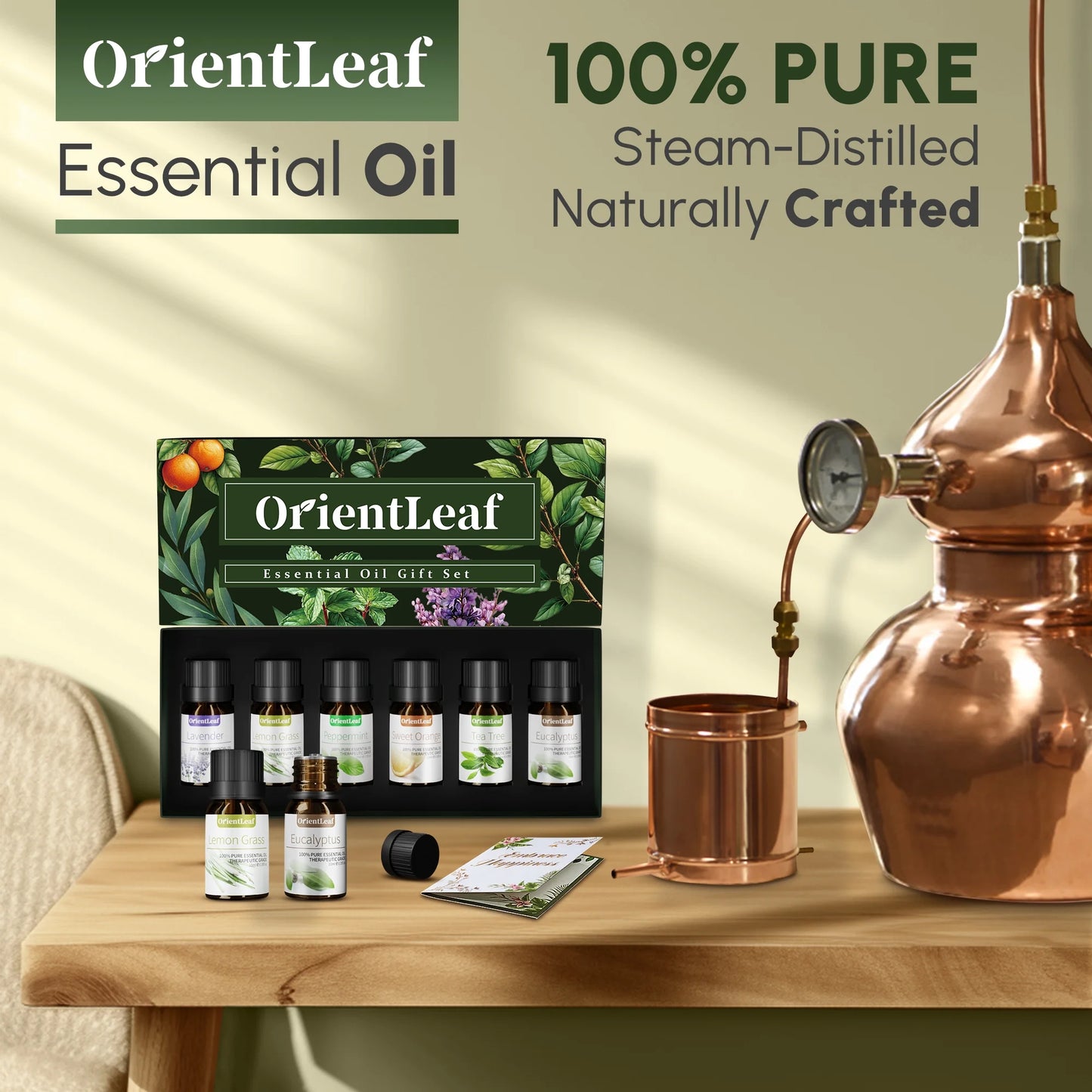 Premium Essential Oil Collection - 100% Pure Oils for Diffusers, Aromatherapy, Sleep, Massage, and DIY Projects - Thoughtful Gift Set for Women with Greeting Card