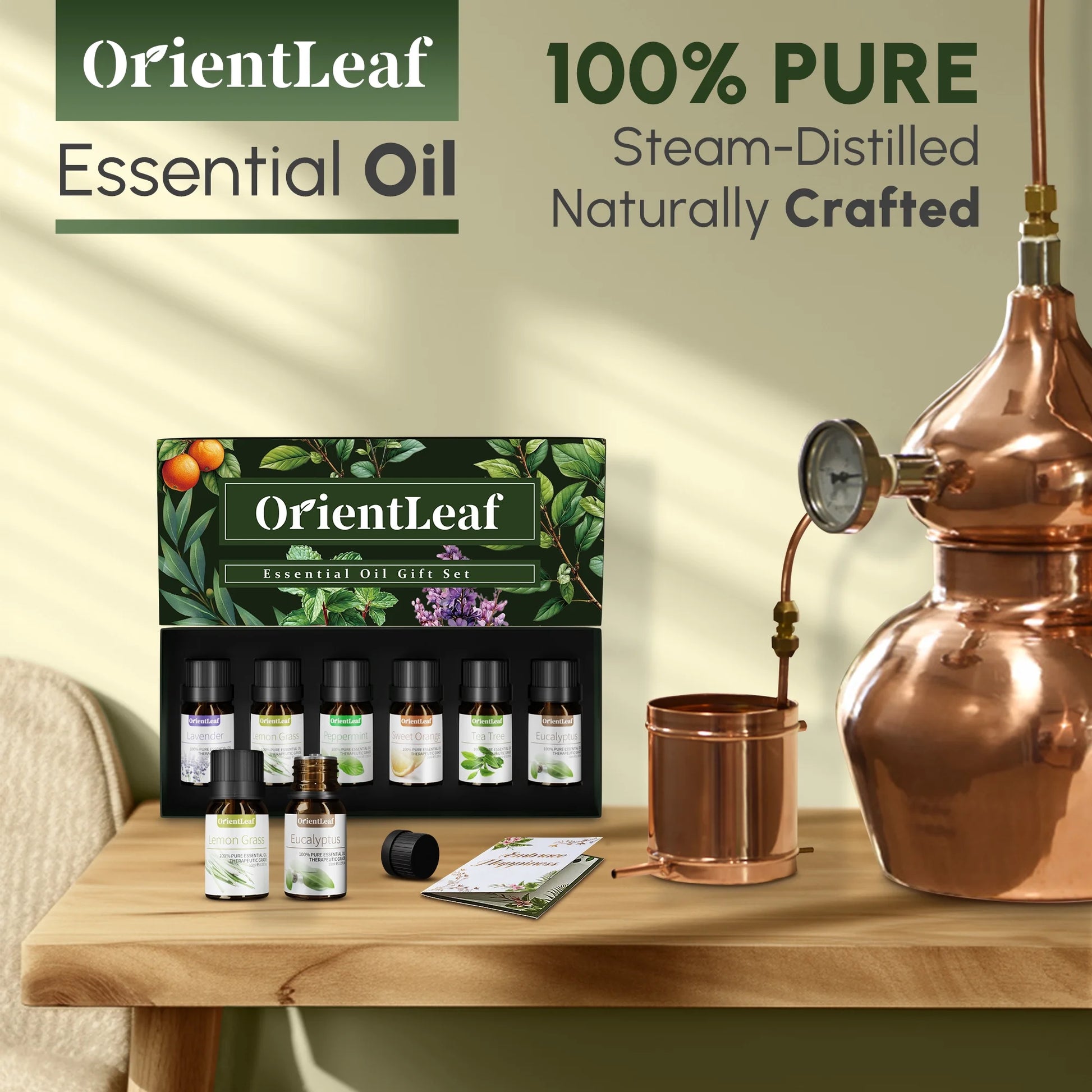 Premium Essential Oil Collection - 100% Pure Oils for Diffusers, Aromatherapy, Sleep, Massage, and DIY Projects - Thoughtful Gift Set for Women with Greeting Card