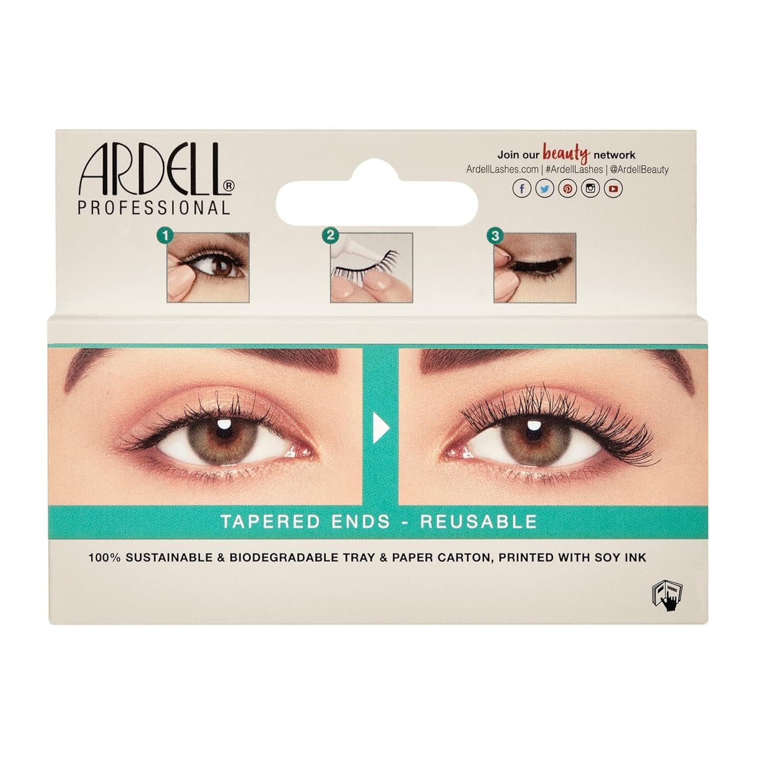 Eco Lashes 453 - Sustainable Fiber False Eyelashes with Organic Cotton Band, Lightweight Natural Appearance, 1 Pair