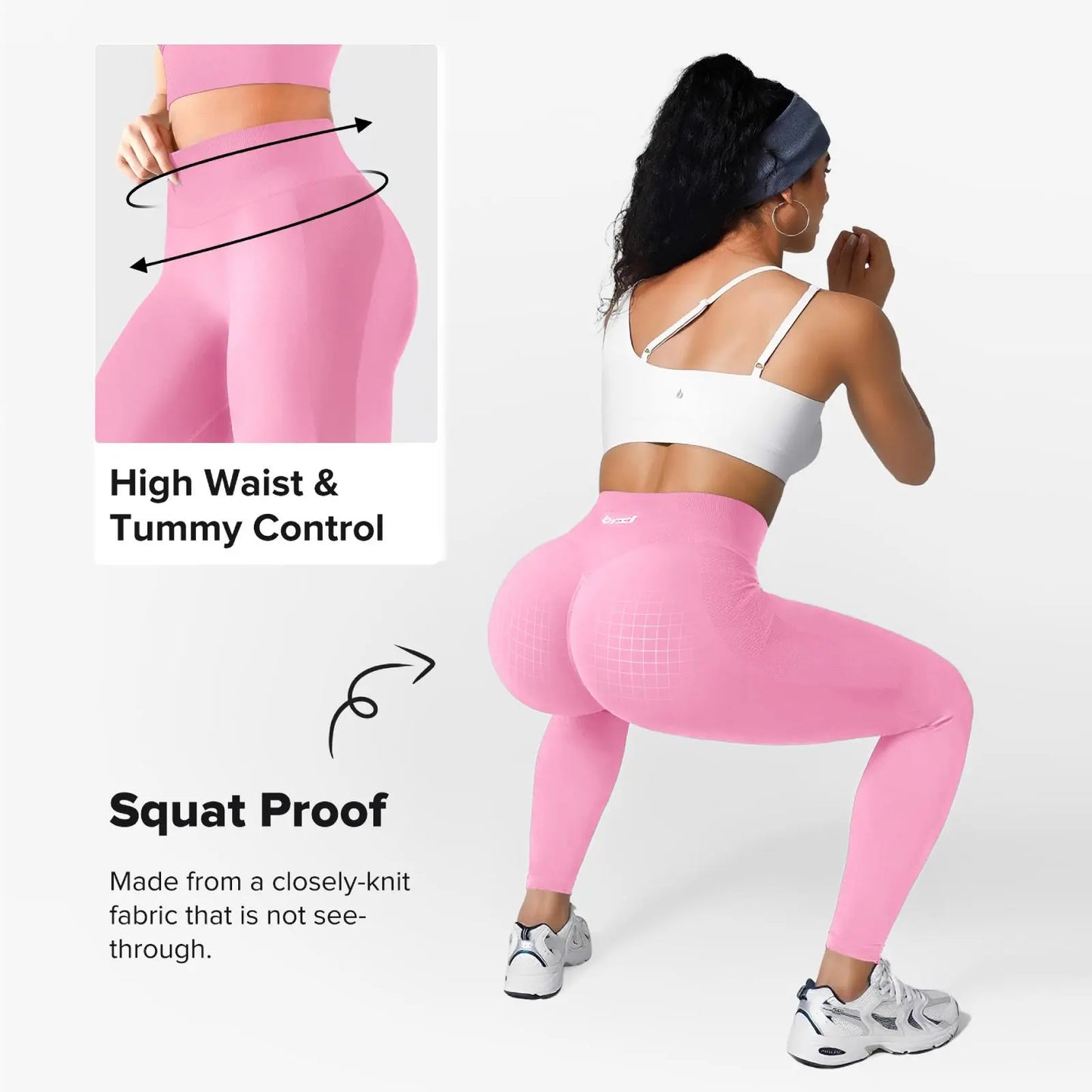 BRXL Brxlgrit 【Discount for Live】2Nd Gen Seamless Yoga Pants with Lycra Blend – Upgraded Peach Hip Lifting 3-Layer Waistband Enhanced Quick-Dry Tummy Control All-Season Wear-Brxl-1