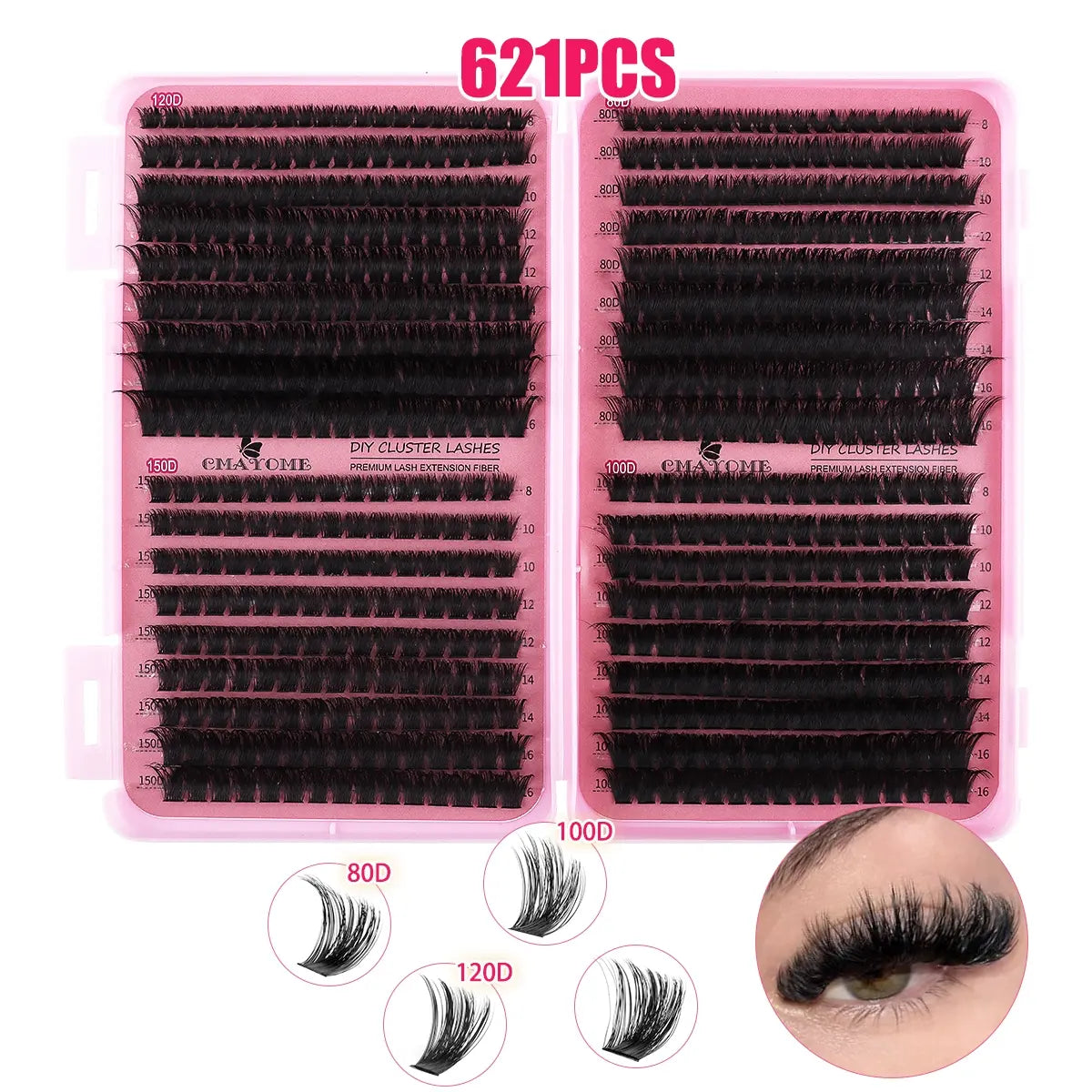 Slender and Soft False Eyelashes, DIY Volume Eyelashes, Multi-Functional Eyelash Book 60D–150D with Mixed Natural Thick Eyelash Clusters Extensions (8Mm–16Mm), D Curl Lashes for Daily Makeup, Charming Eyes, Beginner-Friendly Reusable #GLOBAL PICKS