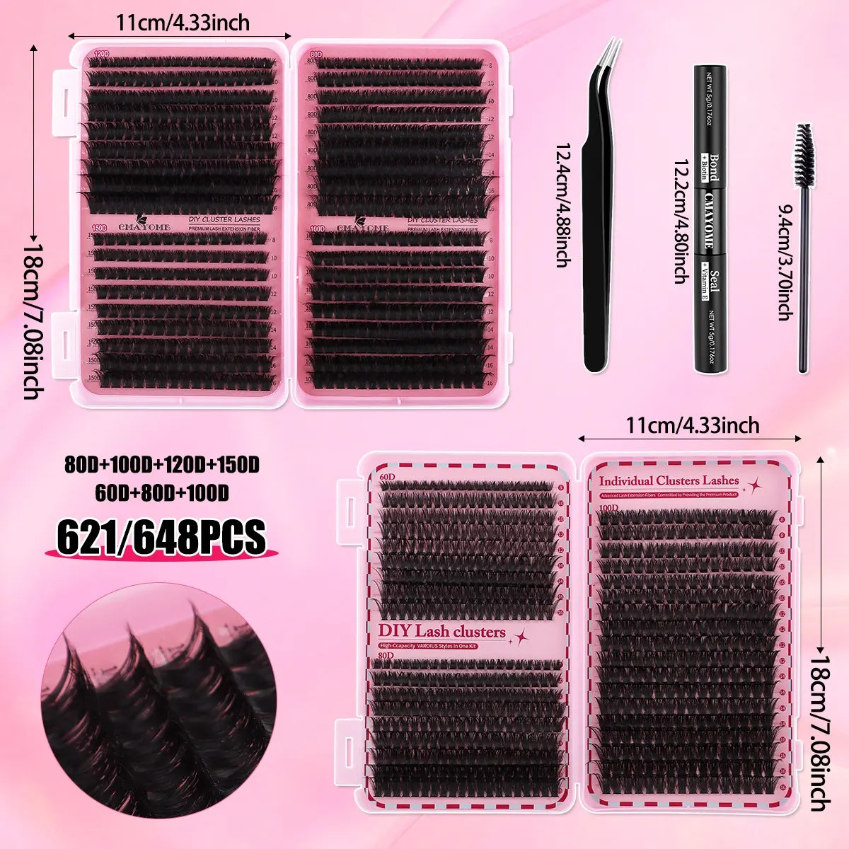 Slender and Soft False Eyelashes, DIY Volume Eyelashes, Multi-Functional Eyelash Book 60D–150D with Mixed Natural Thick Eyelash Clusters Extensions (8Mm–16Mm), D Curl Lashes for Daily Makeup, Charming Eyes, Beginner-Friendly Reusable #GLOBAL PICKS