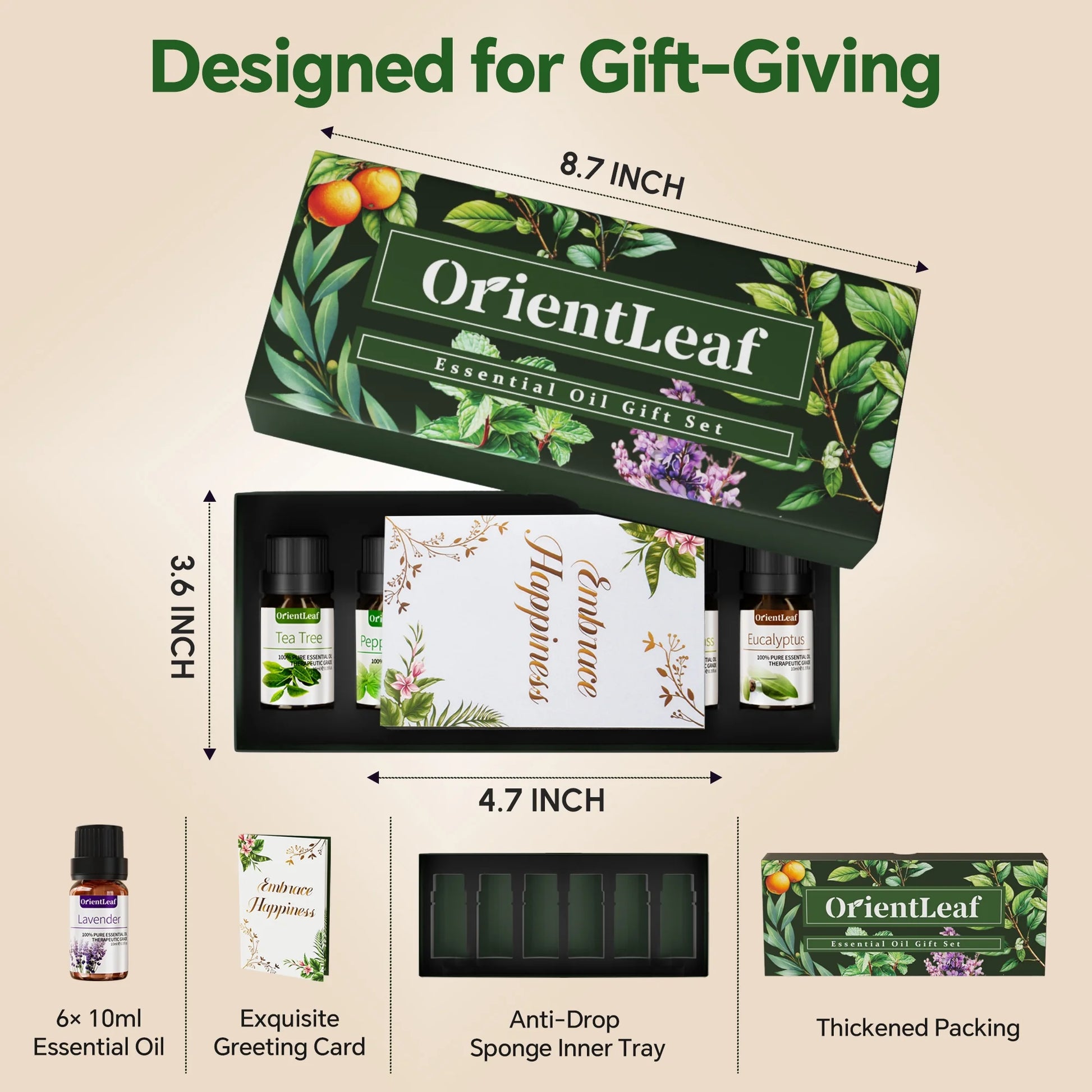 Premium Essential Oil Collection - 100% Pure Oils for Diffusers, Aromatherapy, Sleep, Massage, and DIY Projects - Thoughtful Gift Set for Women with Greeting Card