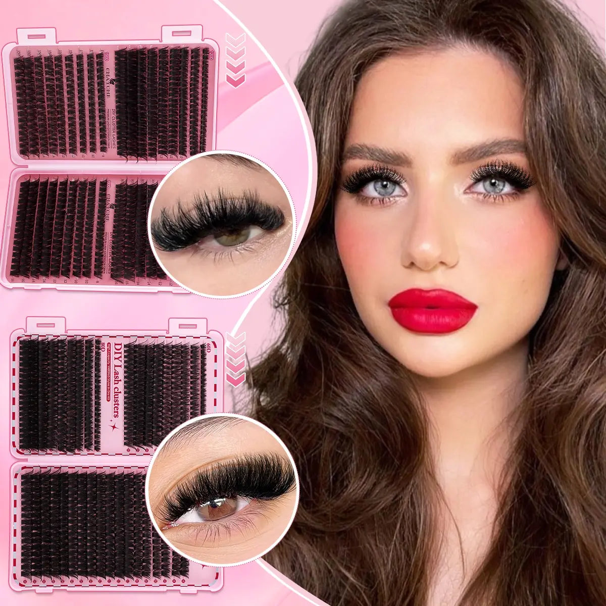 Slender and Soft False Eyelashes, DIY Volume Eyelashes, Multi-Functional Eyelash Book 60D–150D with Mixed Natural Thick Eyelash Clusters Extensions (8Mm–16Mm), D Curl Lashes for Daily Makeup, Charming Eyes, Beginner-Friendly Reusable #GLOBAL PICKS