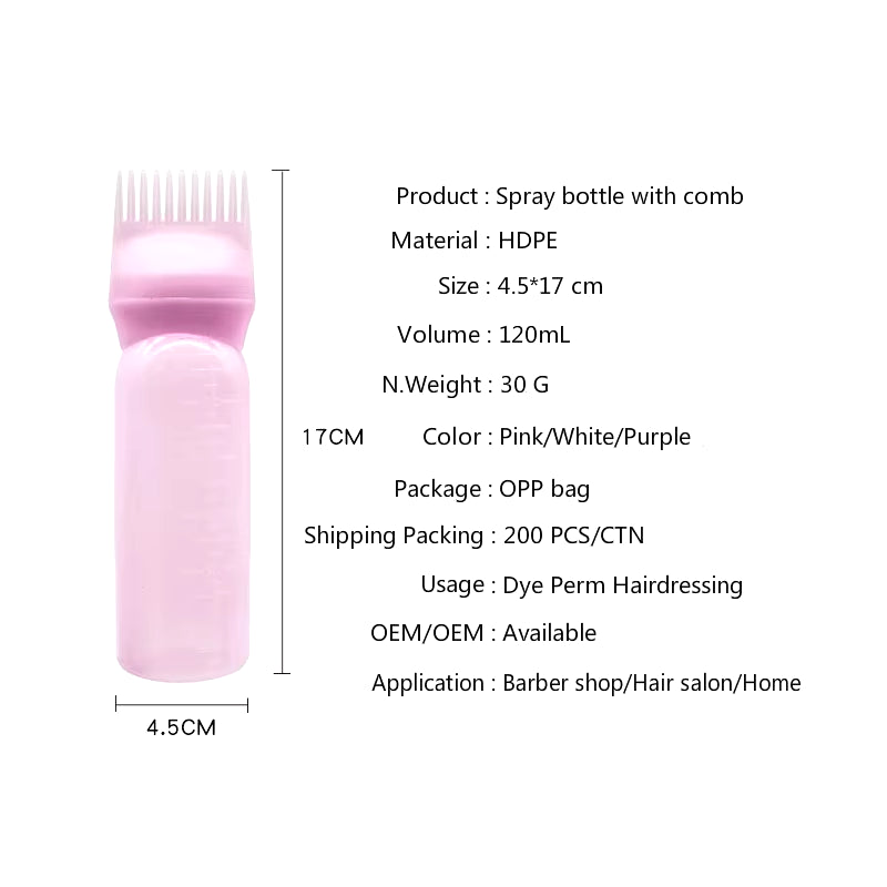 Professional Hair Oil Applicator Bottle with Comb - 3 Color Options for Salon Hair Dyeing and Coloring Supplies