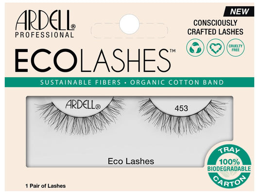 Eco Lashes 453 - Sustainable Fiber False Eyelashes with Organic Cotton Band, Lightweight Natural Appearance, 1 Pair