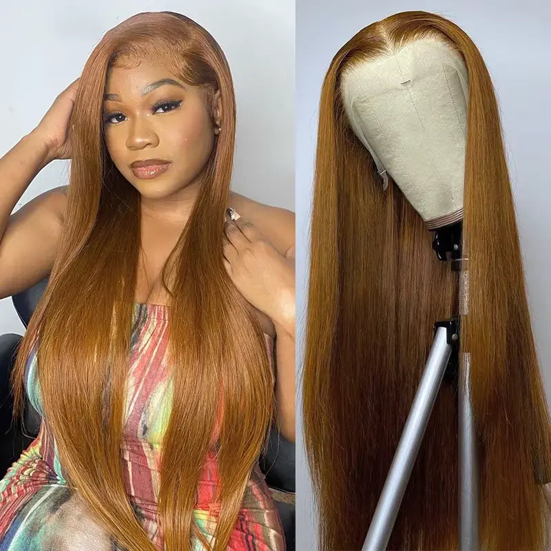 Tuneful Honey Blonde 13X6 HD Transparent Lace Front Wig Human Hair Pre Plucked Honey Blonde Wig Human Hair 180% Density Lace Frontal Wigs Colored 27# Summervibes