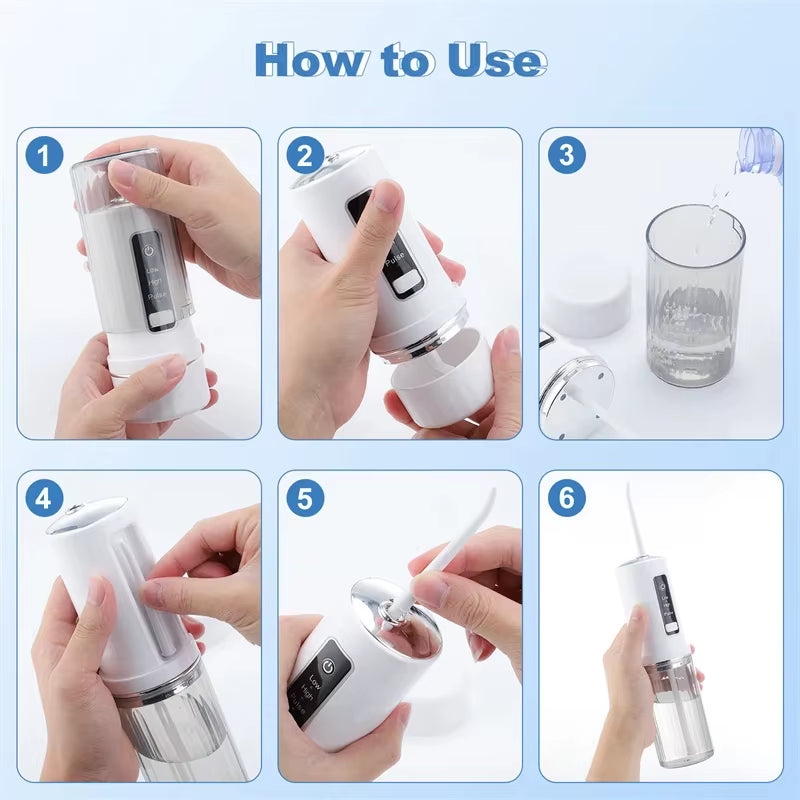 Youpin Portable Electric Oral Irrigator with Detachable Water Flosser, Waterproof Dental Water Jet, Includes 4 Nozzles