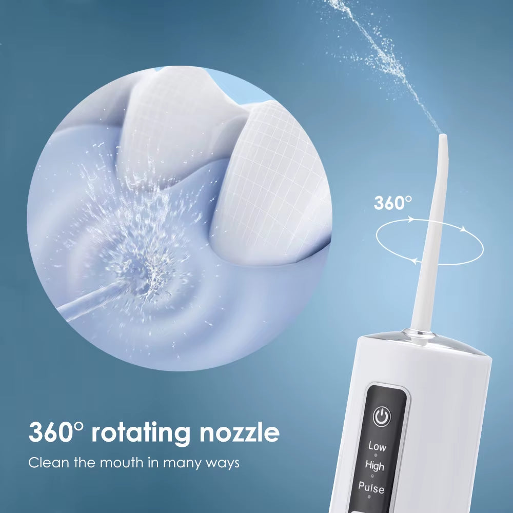 Youpin Portable Electric Oral Irrigator with Detachable Water Flosser, Waterproof Dental Water Jet, Includes 4 Nozzles