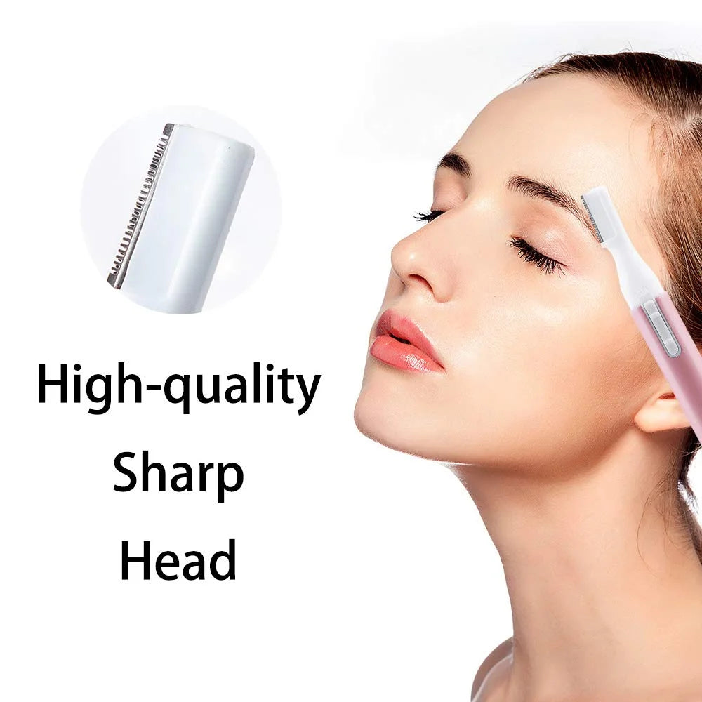 Electric Eyebrow Trimmer and Facial Hair Remover for Women - Battery Operated Mini Shaver with Comb for Face, Neck, Lips, Body, Arms, and Legs