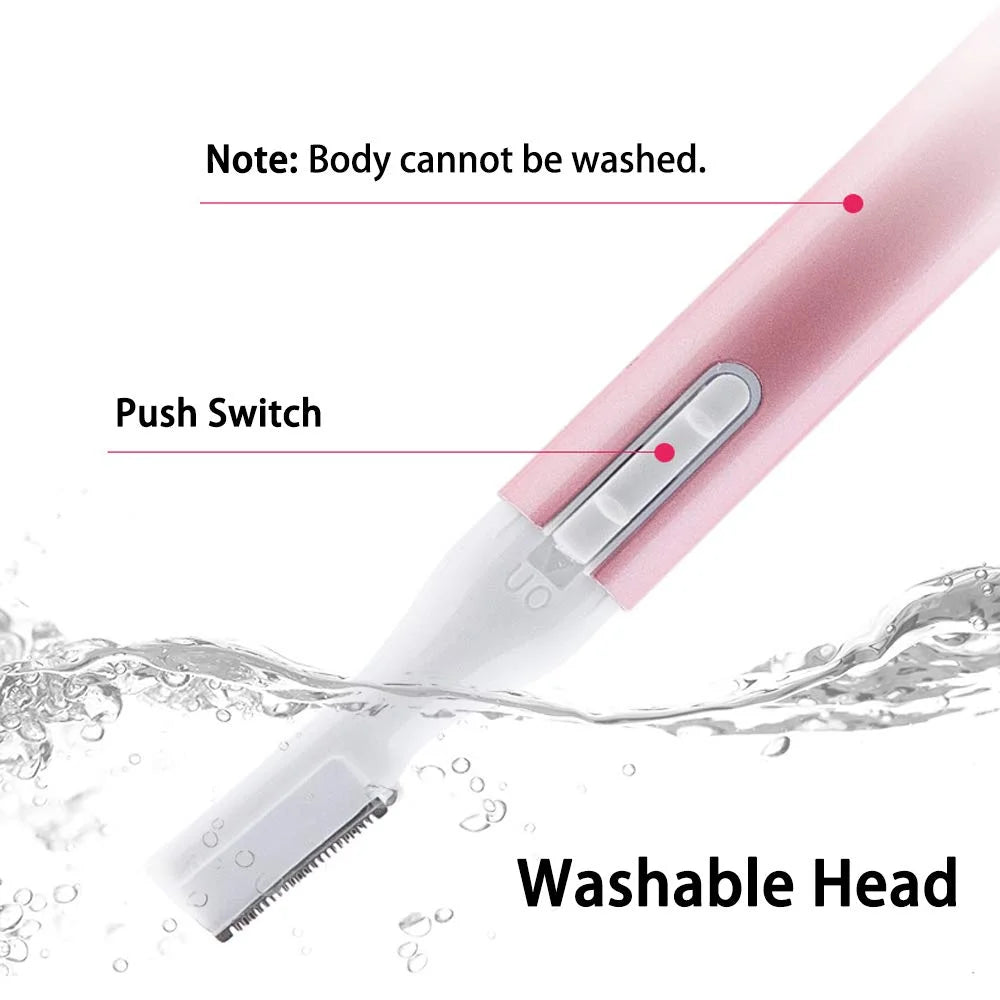 Electric Eyebrow Trimmer and Facial Hair Remover for Women - Battery Operated Mini Shaver with Comb for Face, Neck, Lips, Body, Arms, and Legs