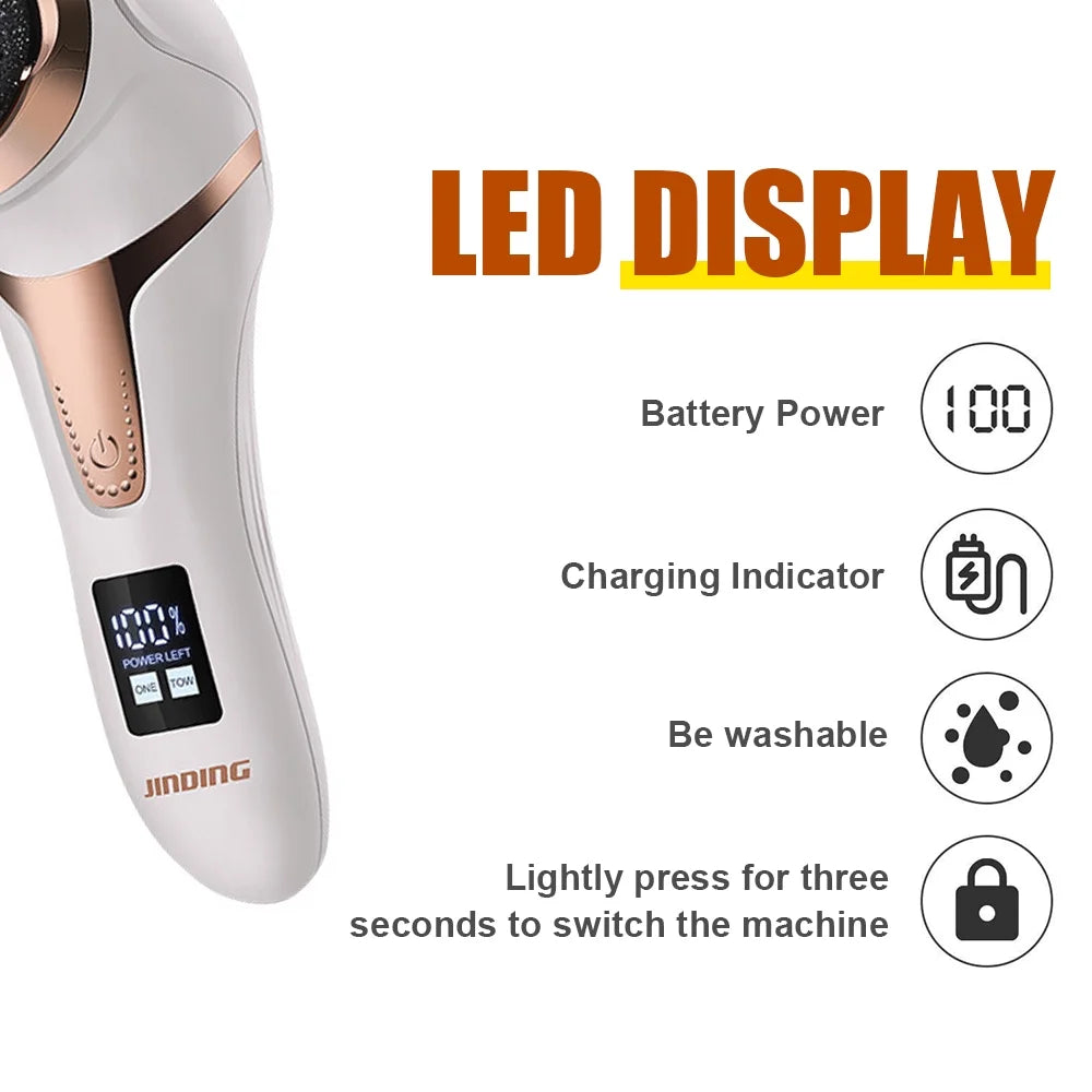 Professional Electric Callus Remover for Feet - USB and Battery Powered, IPX7 Waterproof with 3 Roller Attachments for Effective Treatment of Dry and Cracked Skin